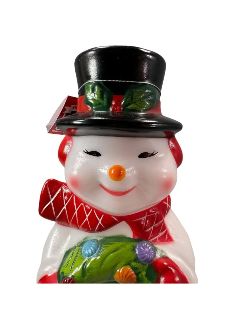 Mr Christmas Snowman Blow Mold Nostalgic Decoration Wreath Black Hat Holiday
